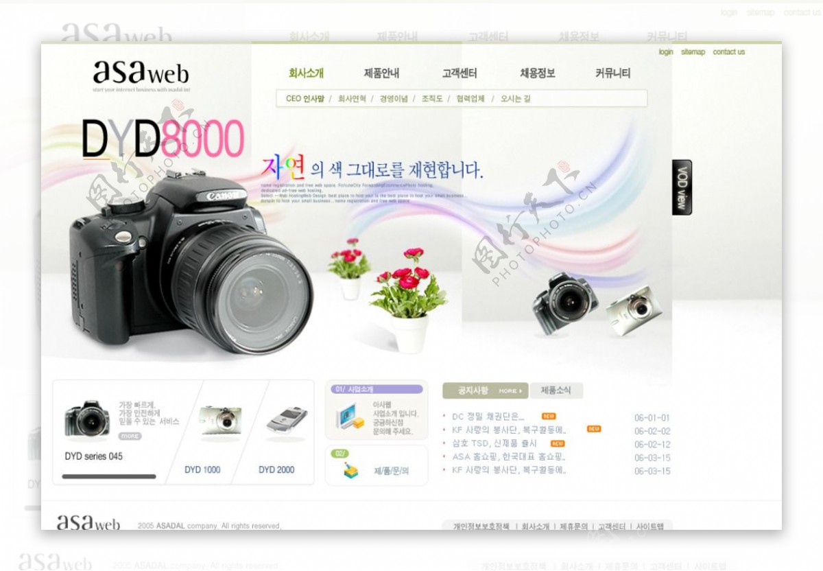 韩国数码相机行业网页设计素材