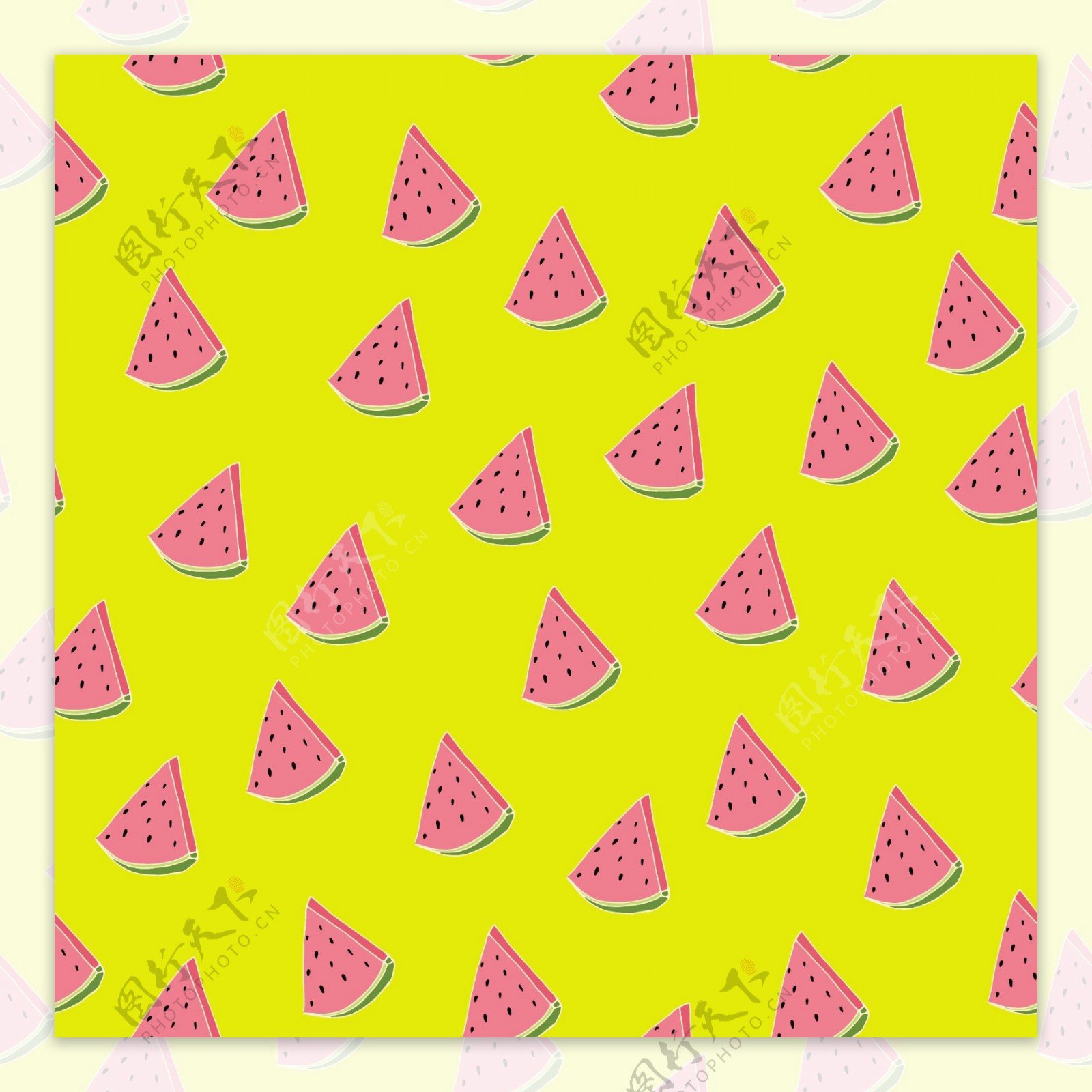 粉色西瓜水果无缝拼接图案矢量背景