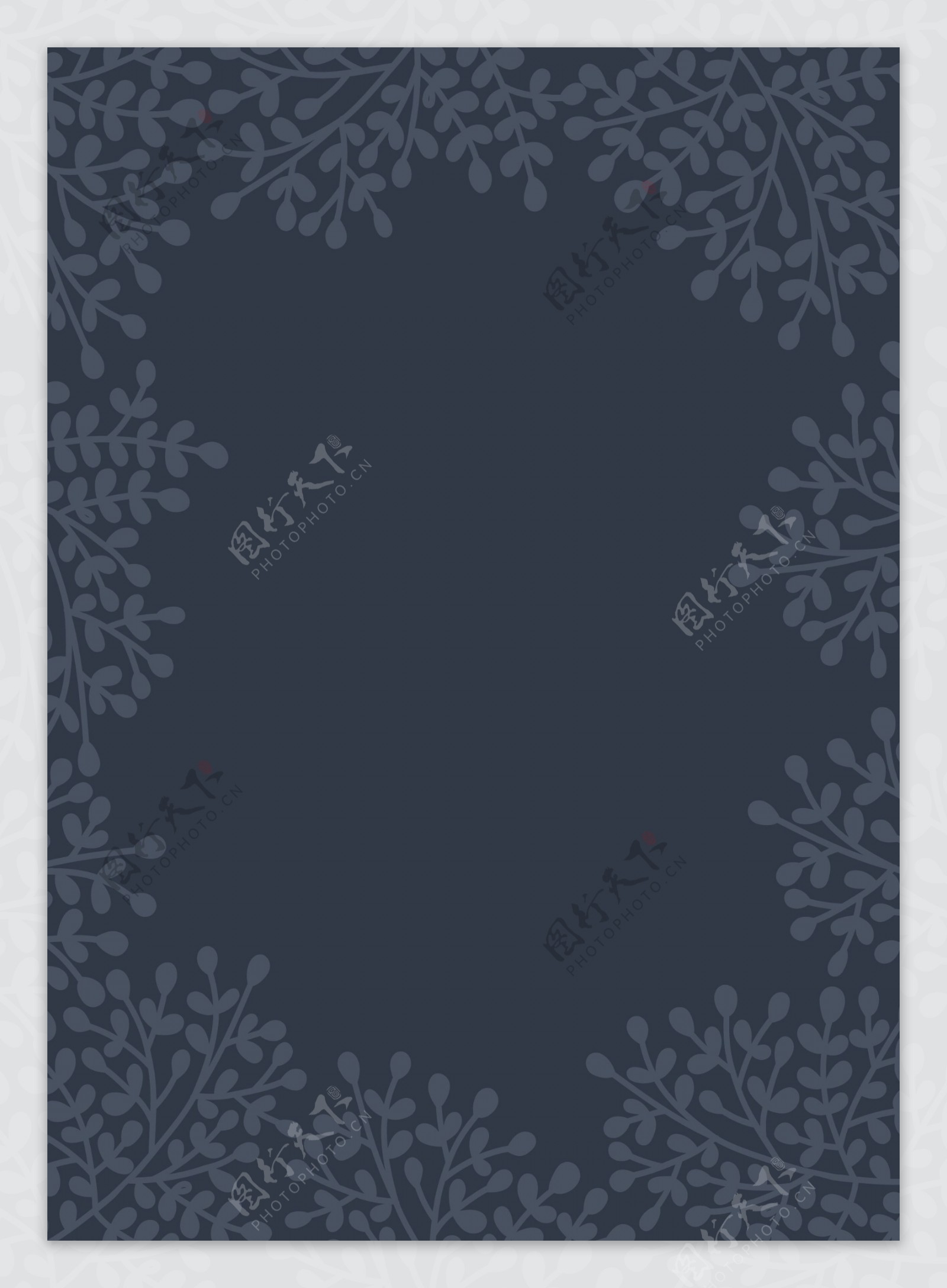黑色简约波西米亚水彩花朵邀请卡背景