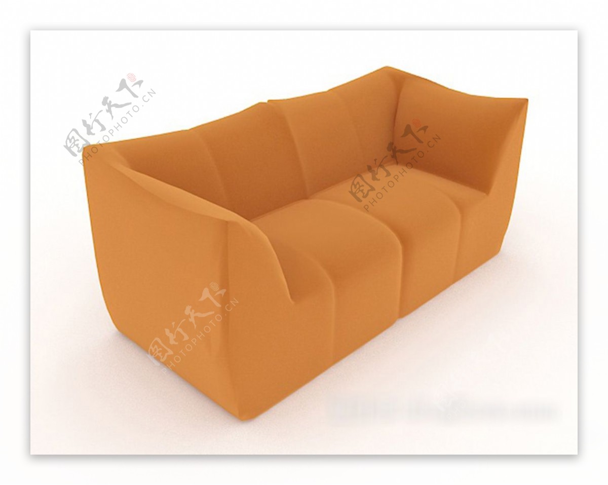 现代个性黄色双人沙发3d模型下载