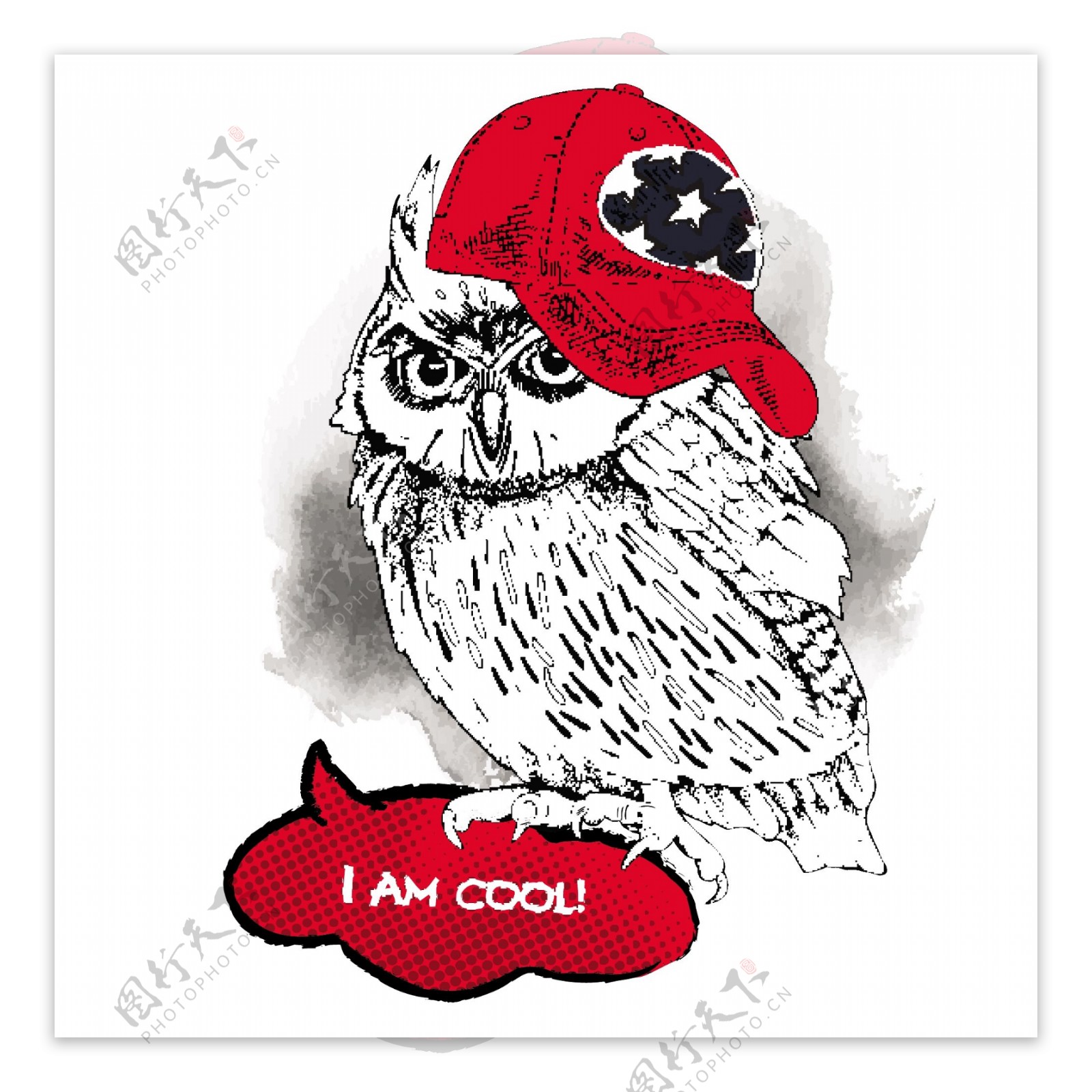 猫头鹰手绘可爱动物圣诞节海报矢量