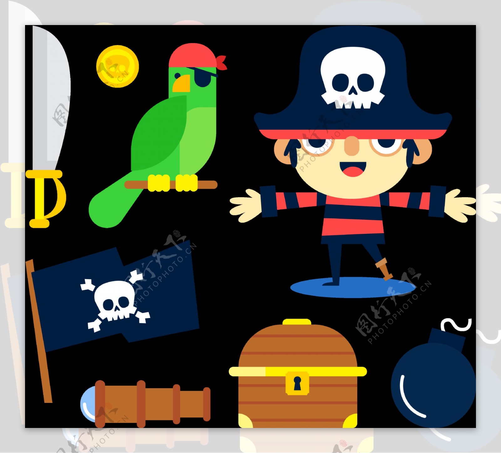 各种海盗元素图标免抠png透明图层素材