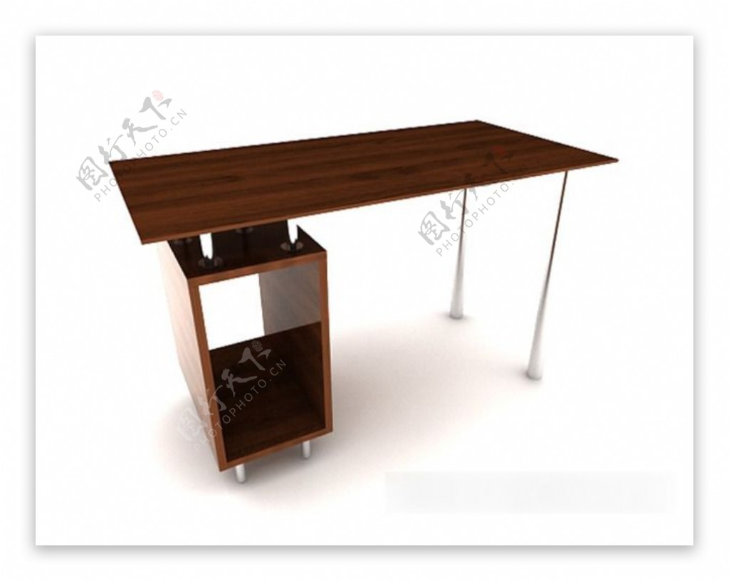 木质电脑桌3d模型下载