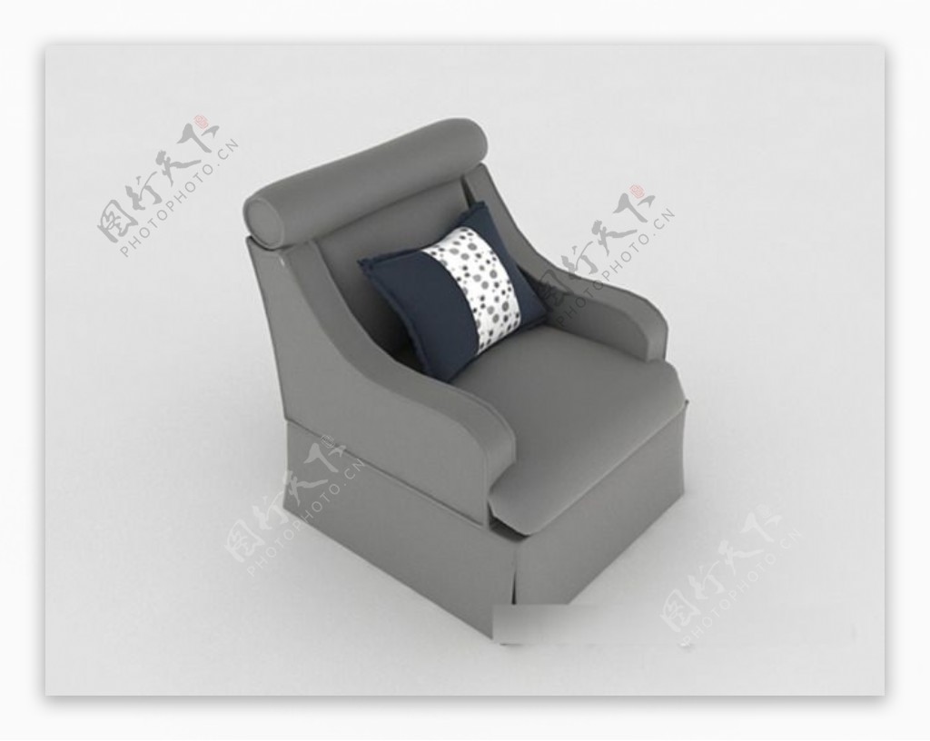 灰色单人简约沙发3d模型下载