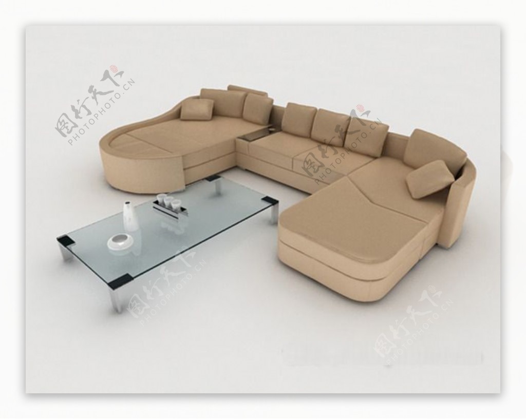 家居舒适组合沙发3d模型下载