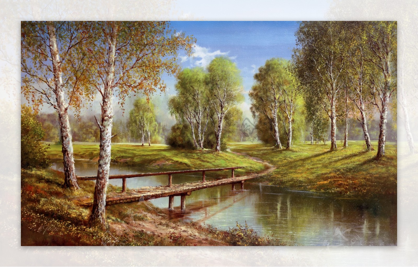 高清写实森林风景装饰油画