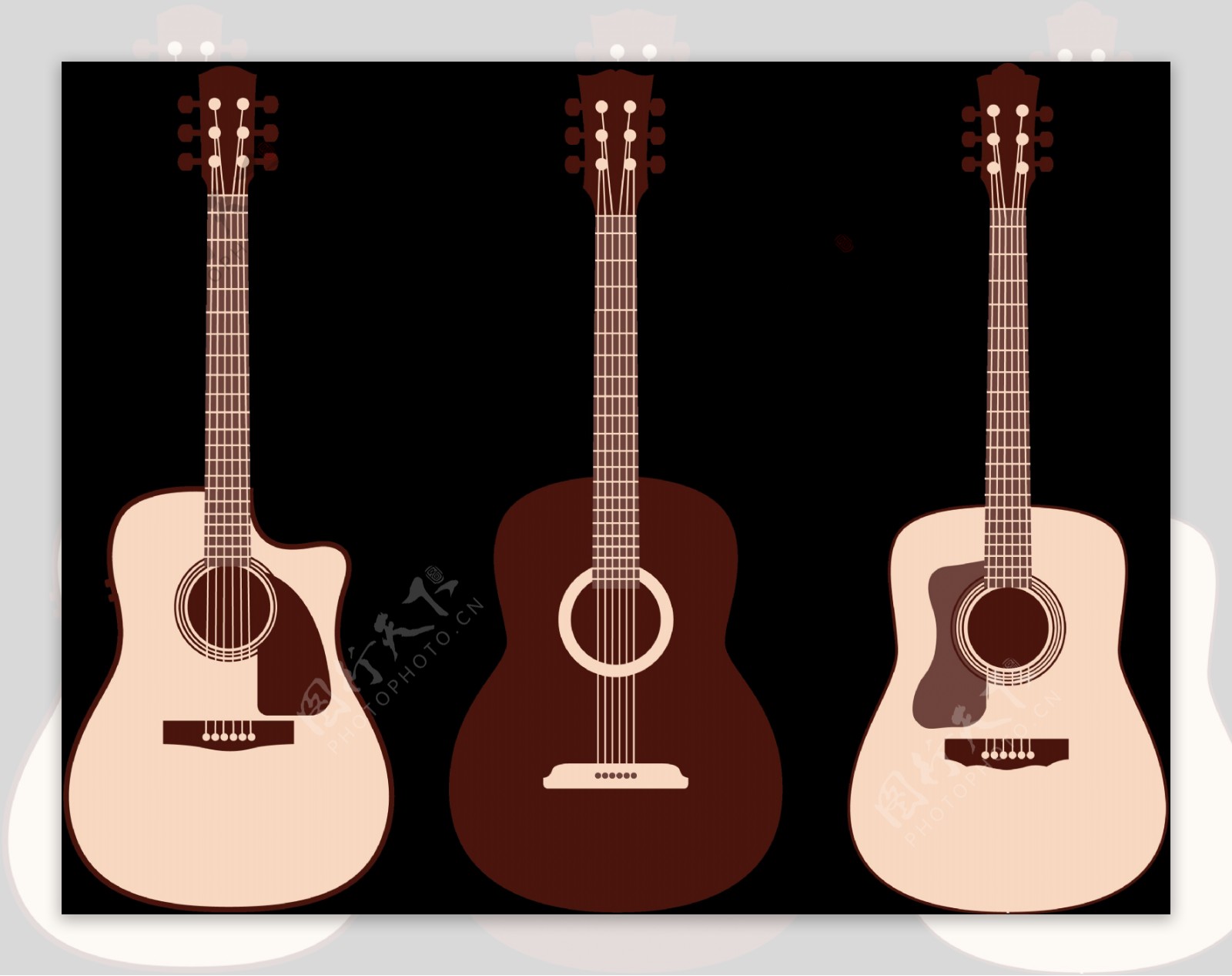 扁平风格吉他插图免抠png透明图层素材