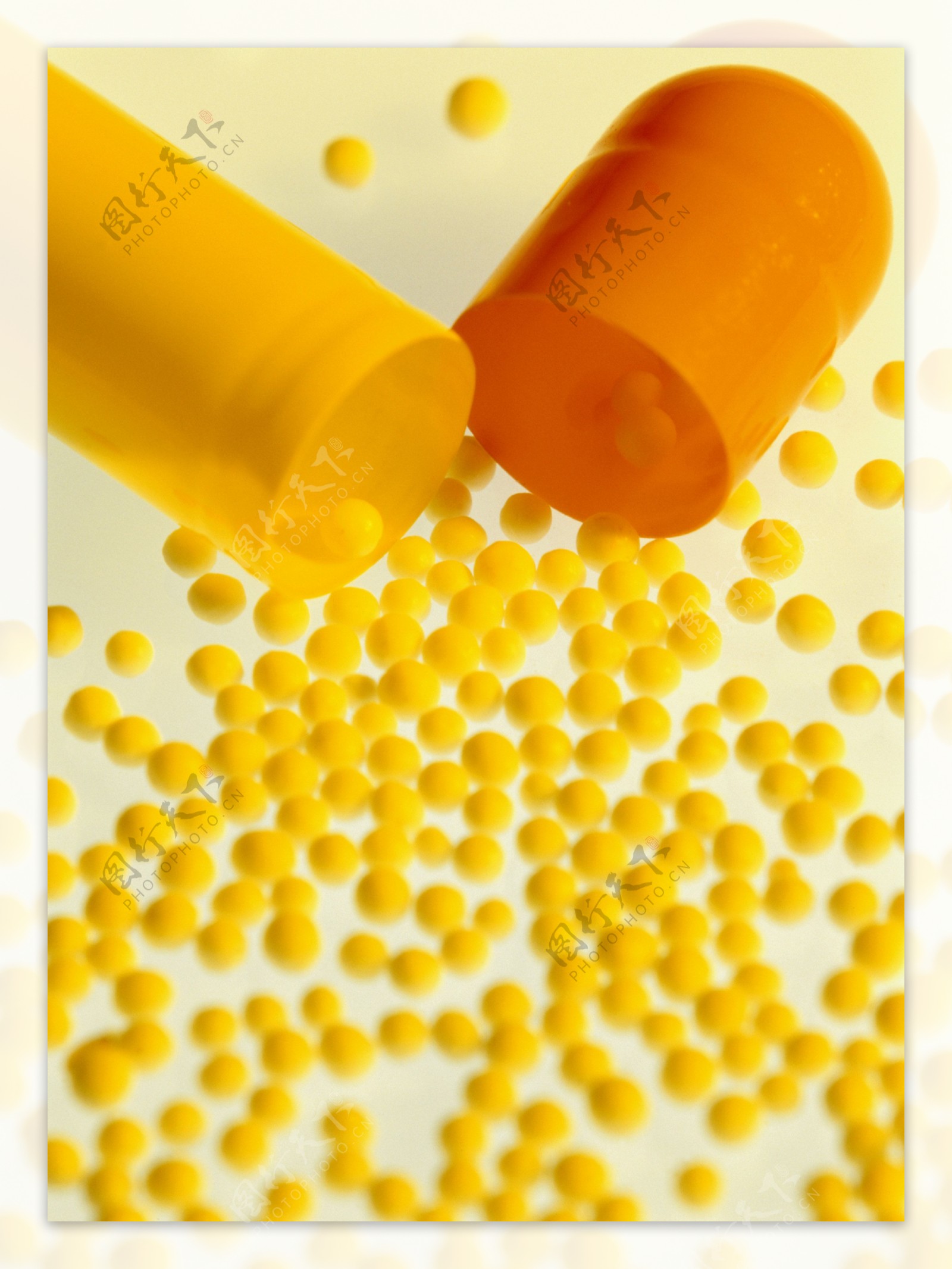 黄色药丸颗粒高清图片