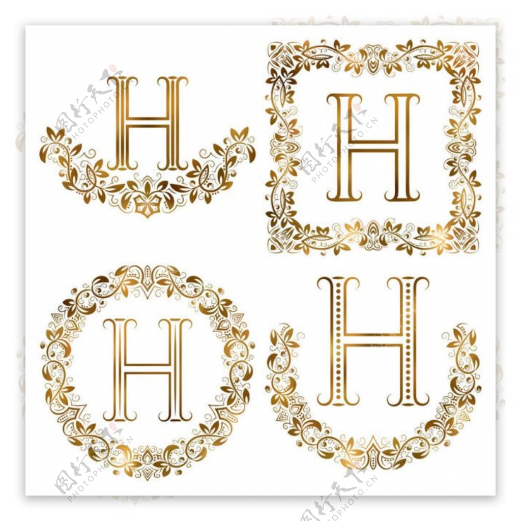H花纹字母组合图片