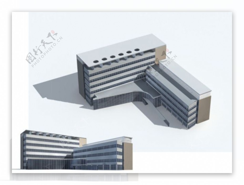 MAXL形多层公建建筑3D模型
