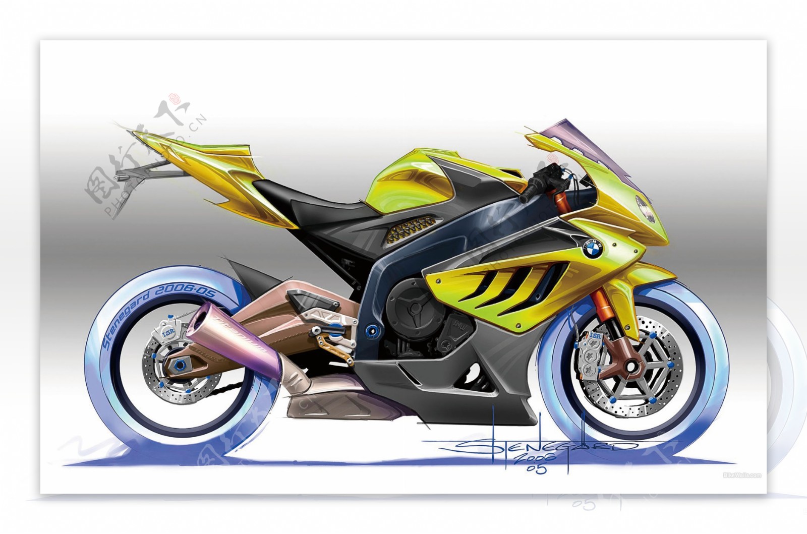 彩色手绘摩托车图片