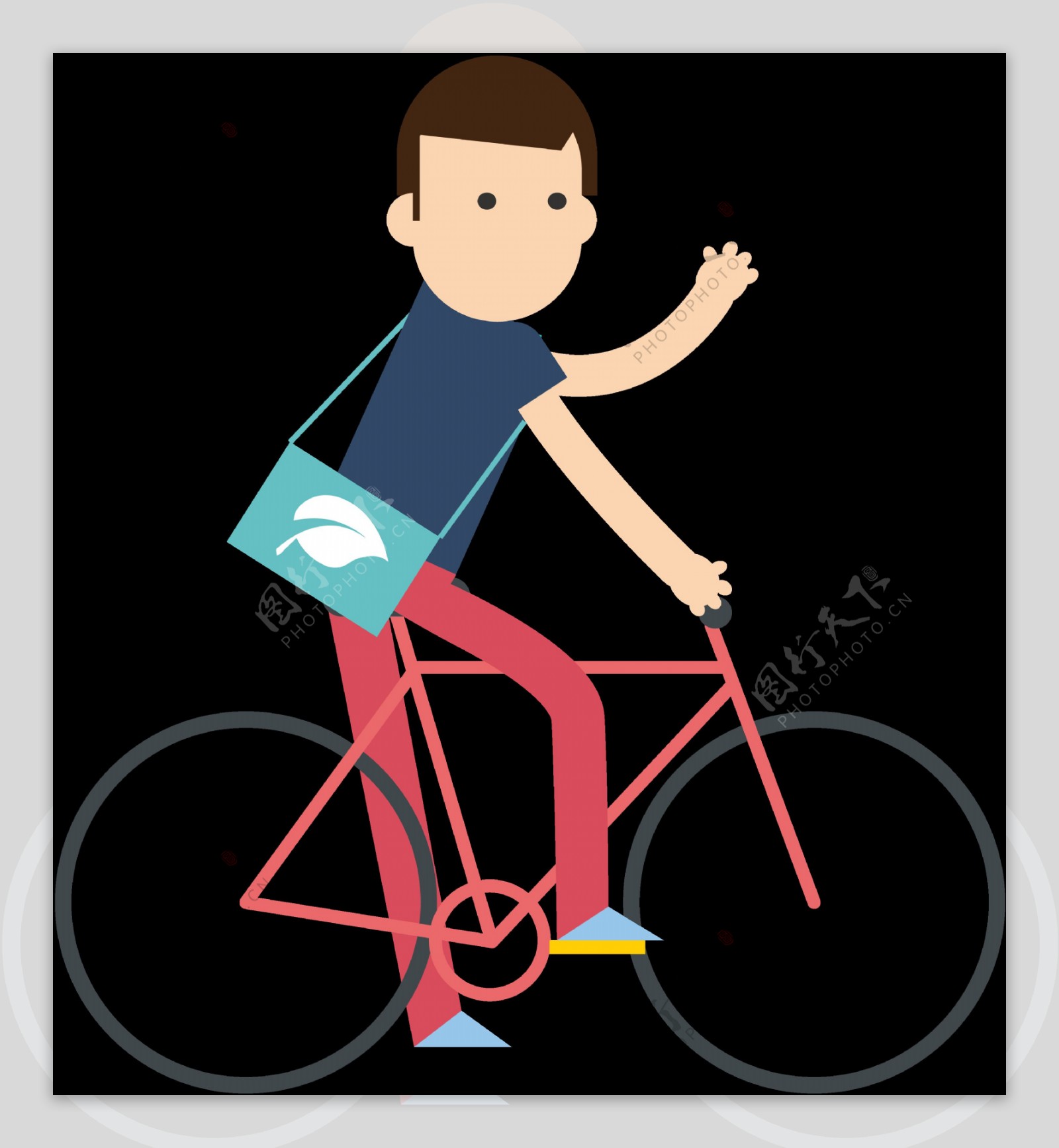 男孩骑自行车插画免抠png透明图层素材
