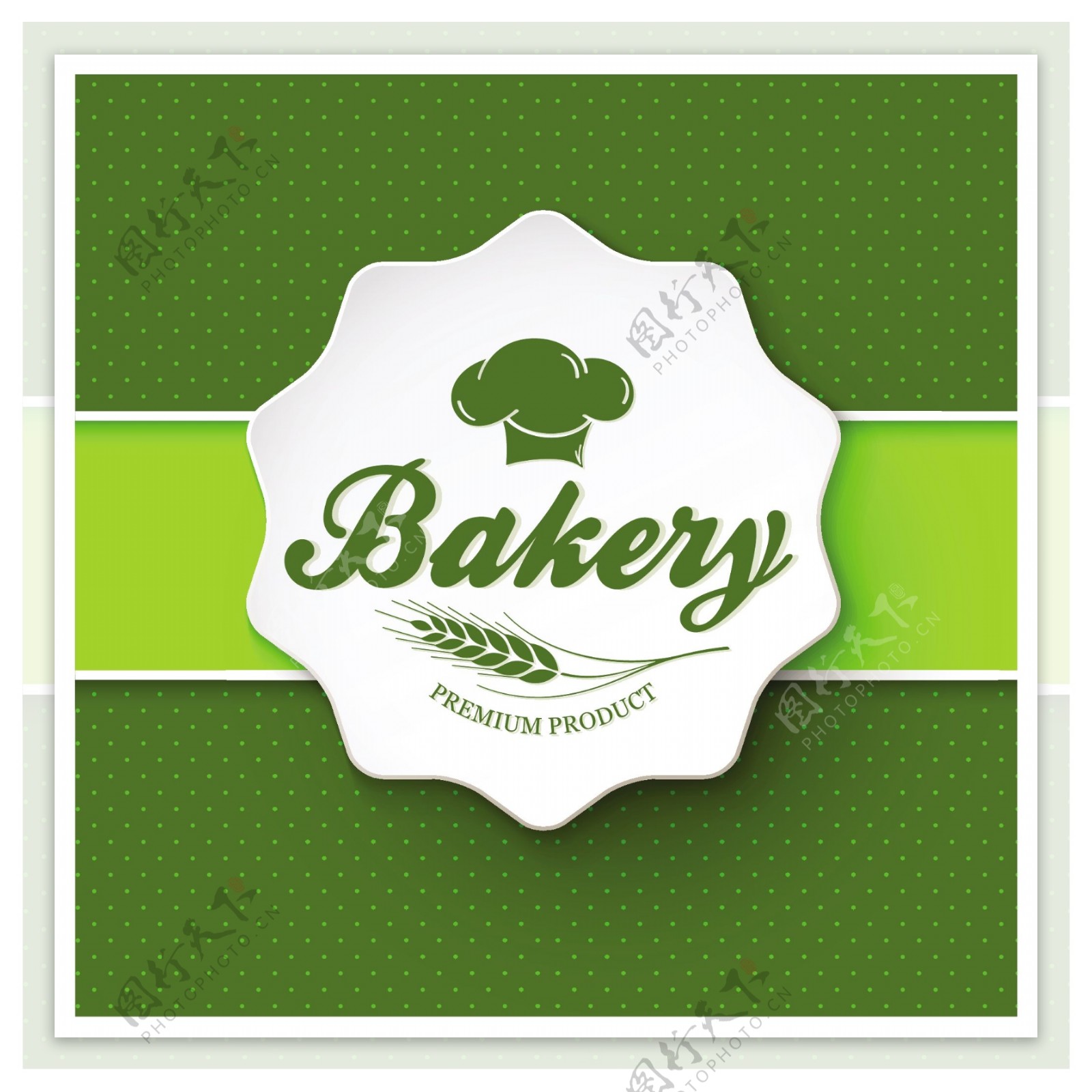 面包店菜单用绿色斑点背景自由向量