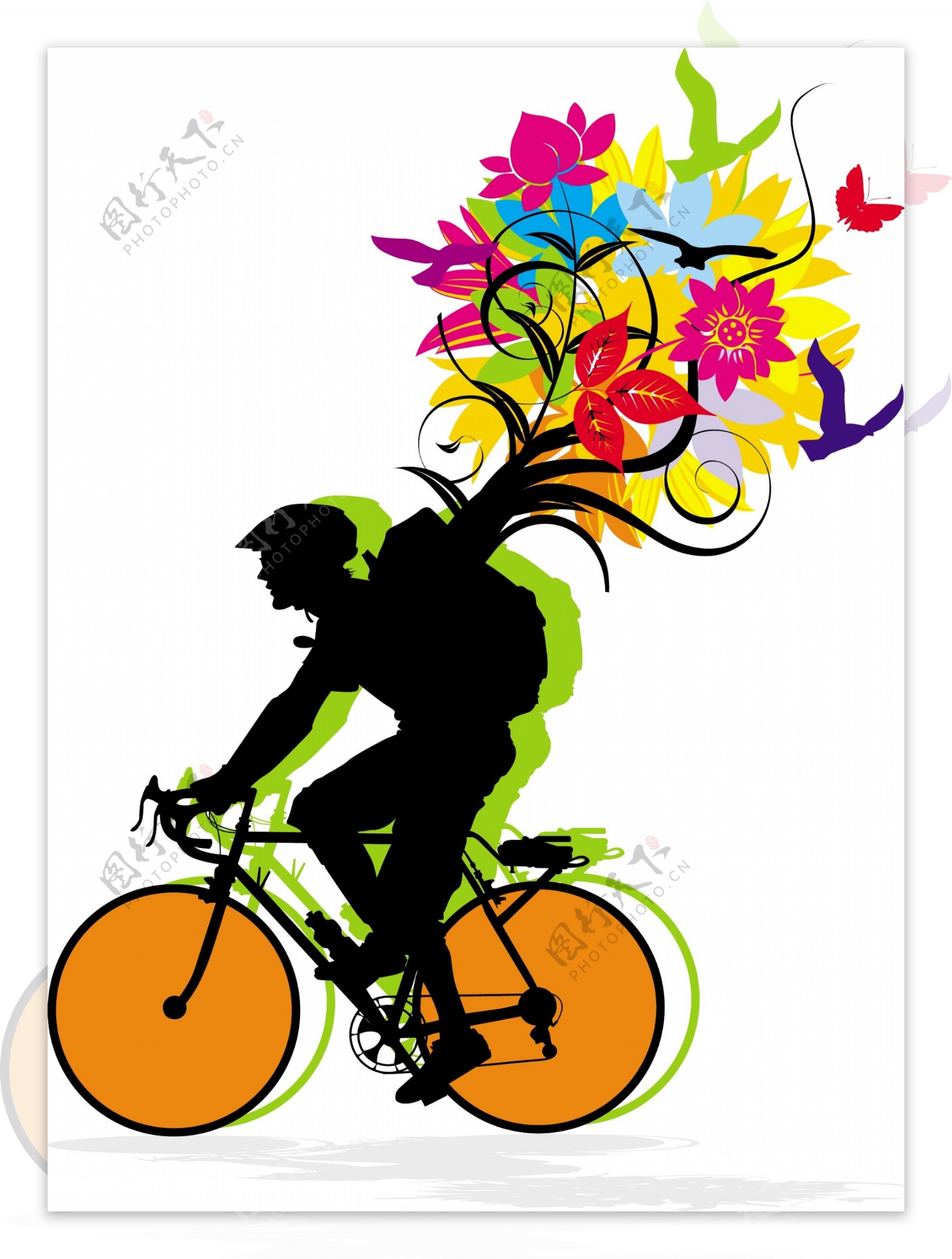 骑自行车剪影的花纹