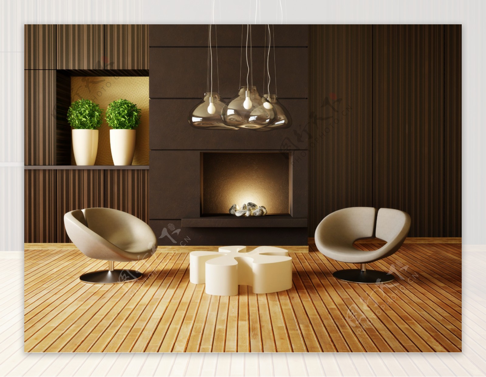 简约时尚客厅壁炉图片 – 设计本装修效果图