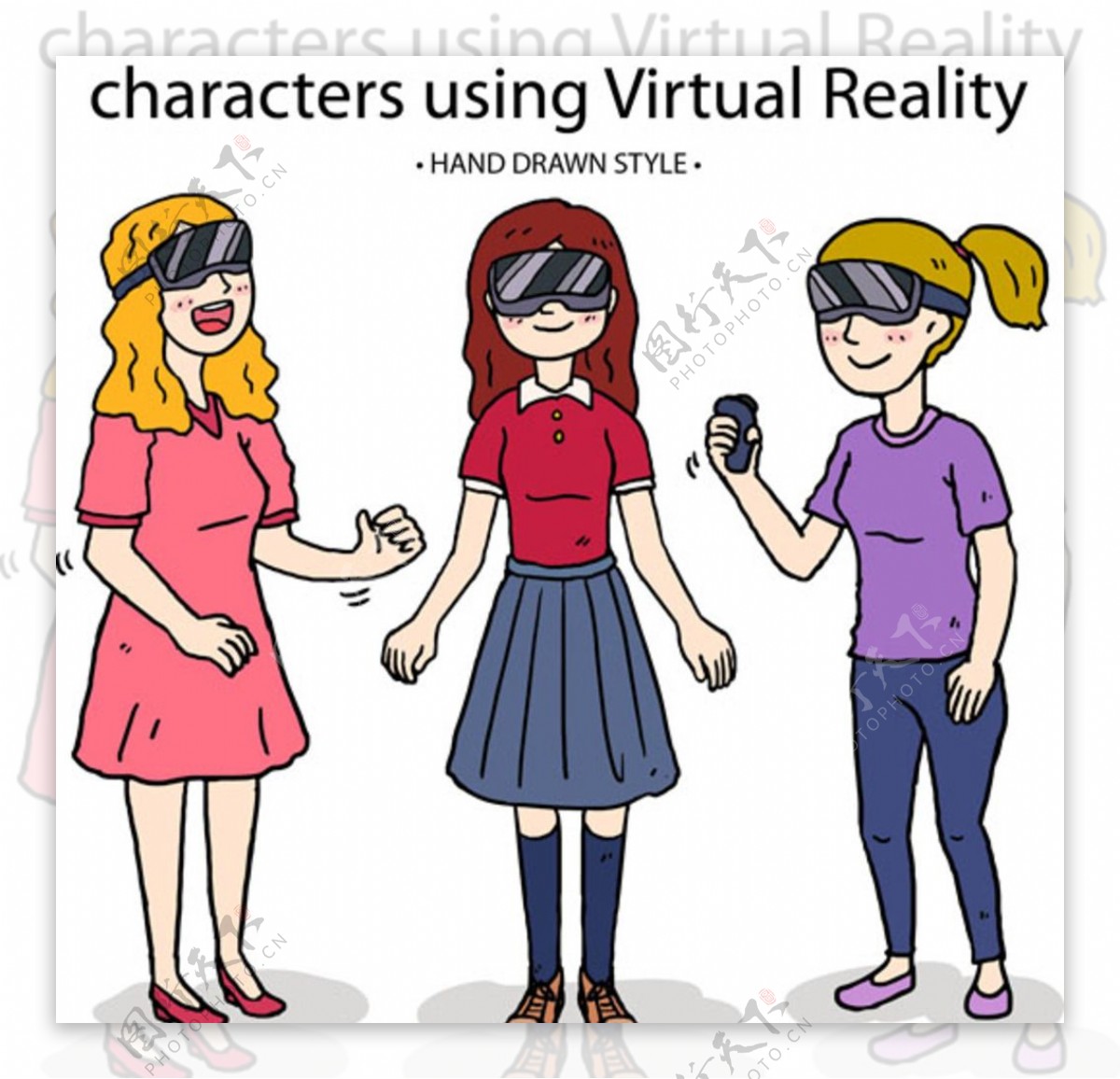 戴VR虚拟现实眼镜的女生
