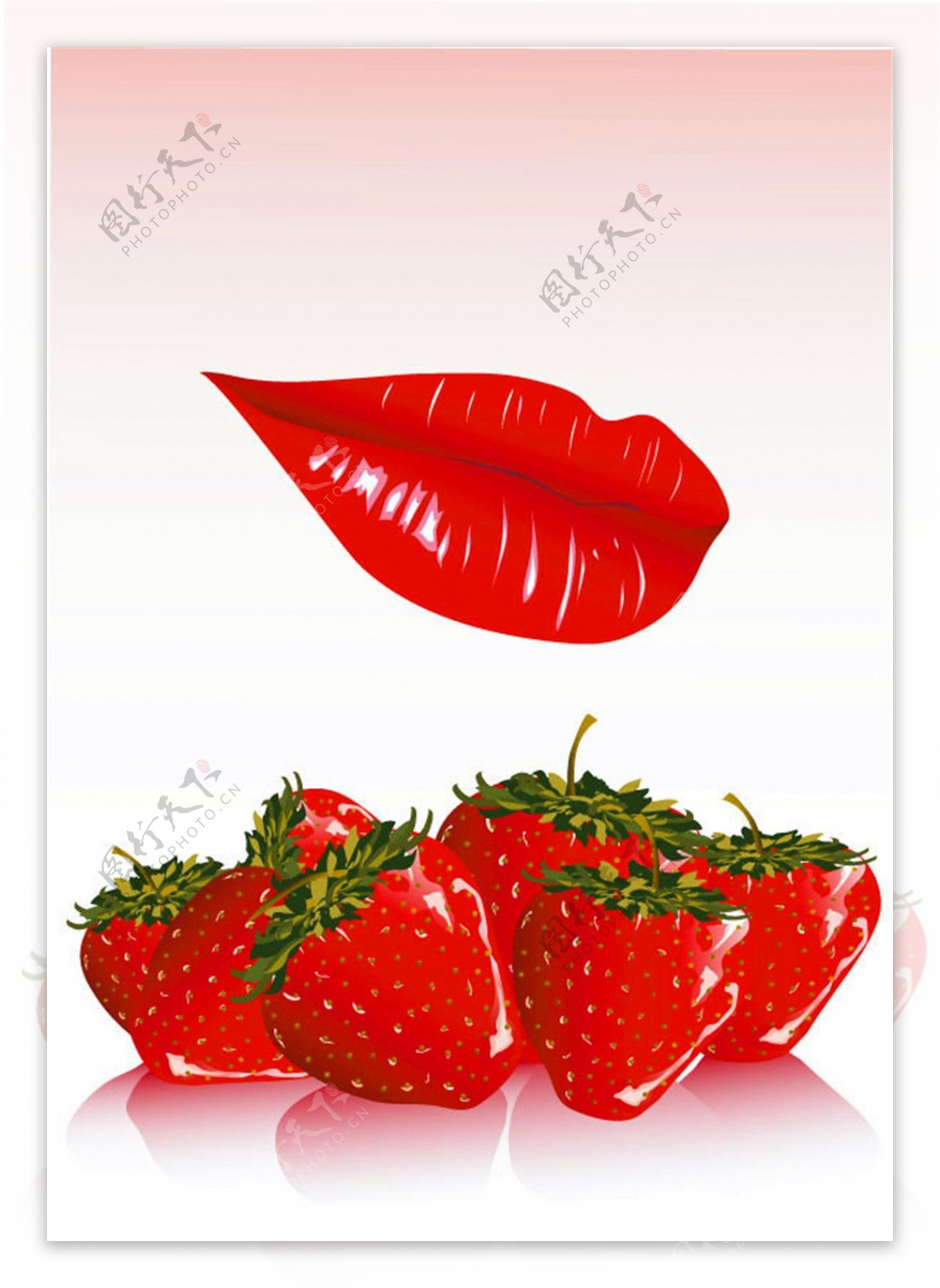 红唇与卡通草莓图片