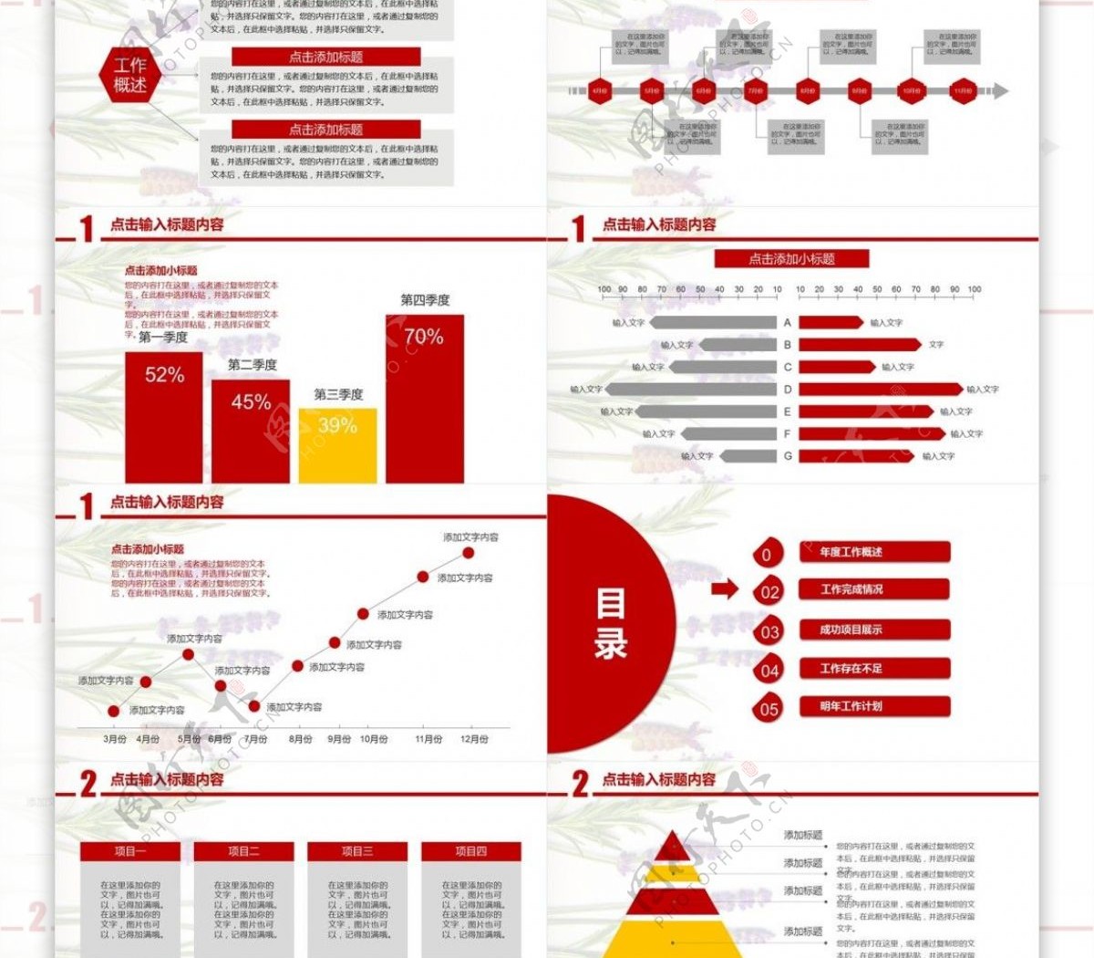 2018红色商务通用型计划总结报告工作汇报PPT模板