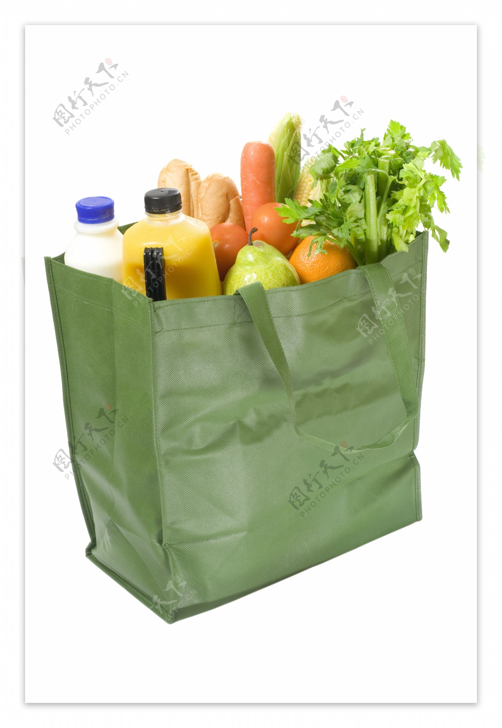 购物手提袋里的水果蔬菜图片