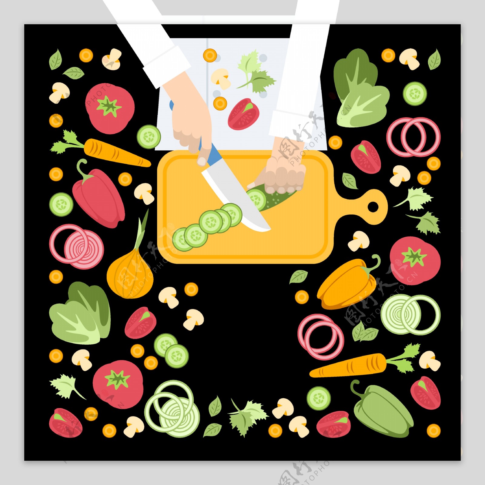 各种蔬菜切菜插图免抠png透明图层素材