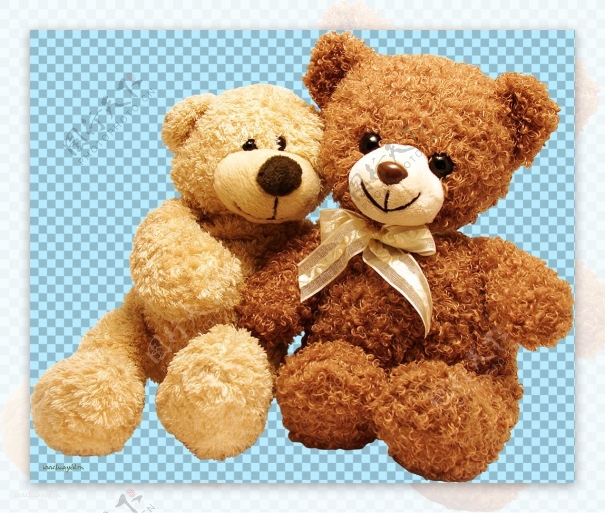 两只可爱熊玩具图片免抠png透明图层素材