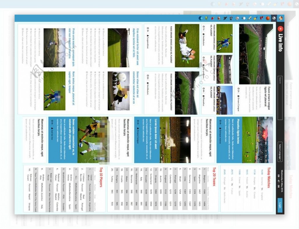 足球赛事网站模板