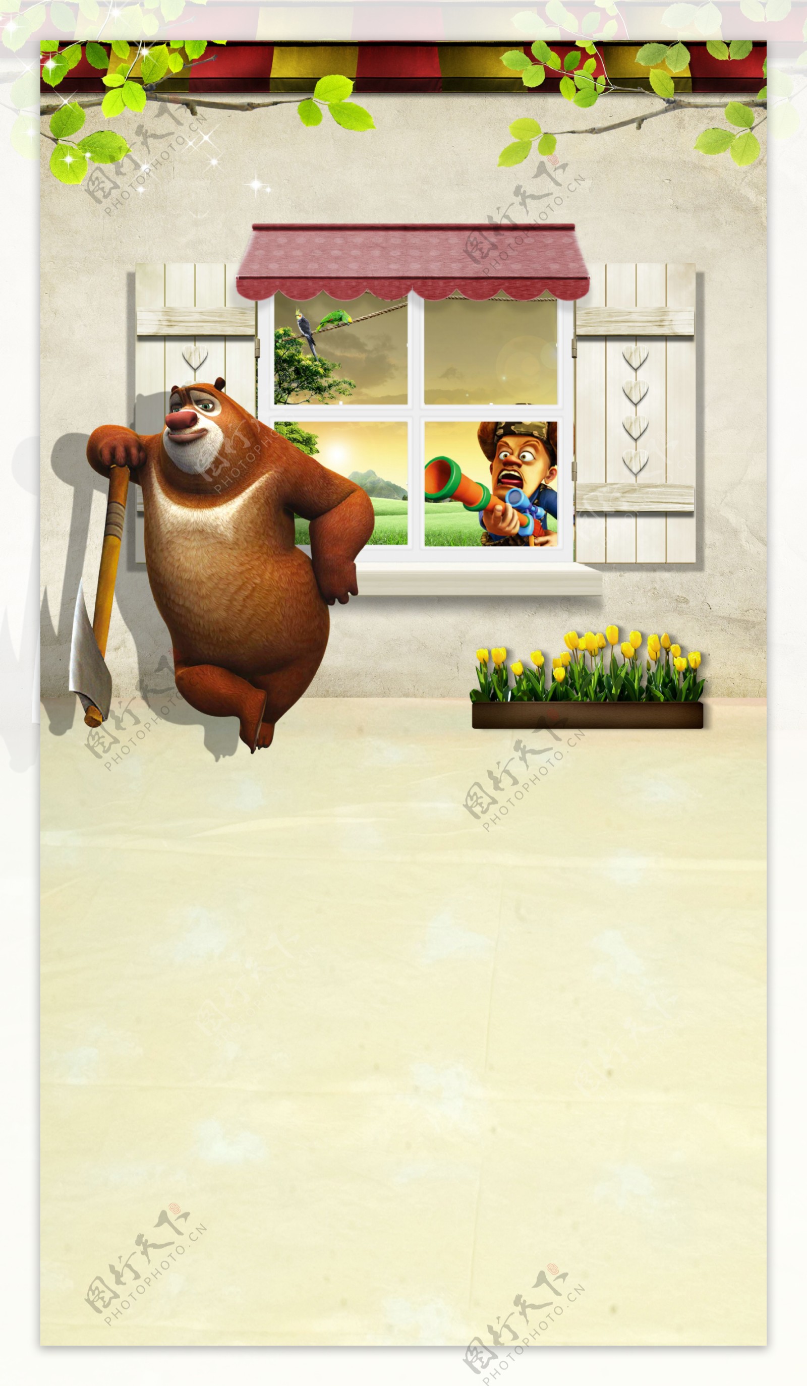 熊出没的动画角色影楼摄影背景图片