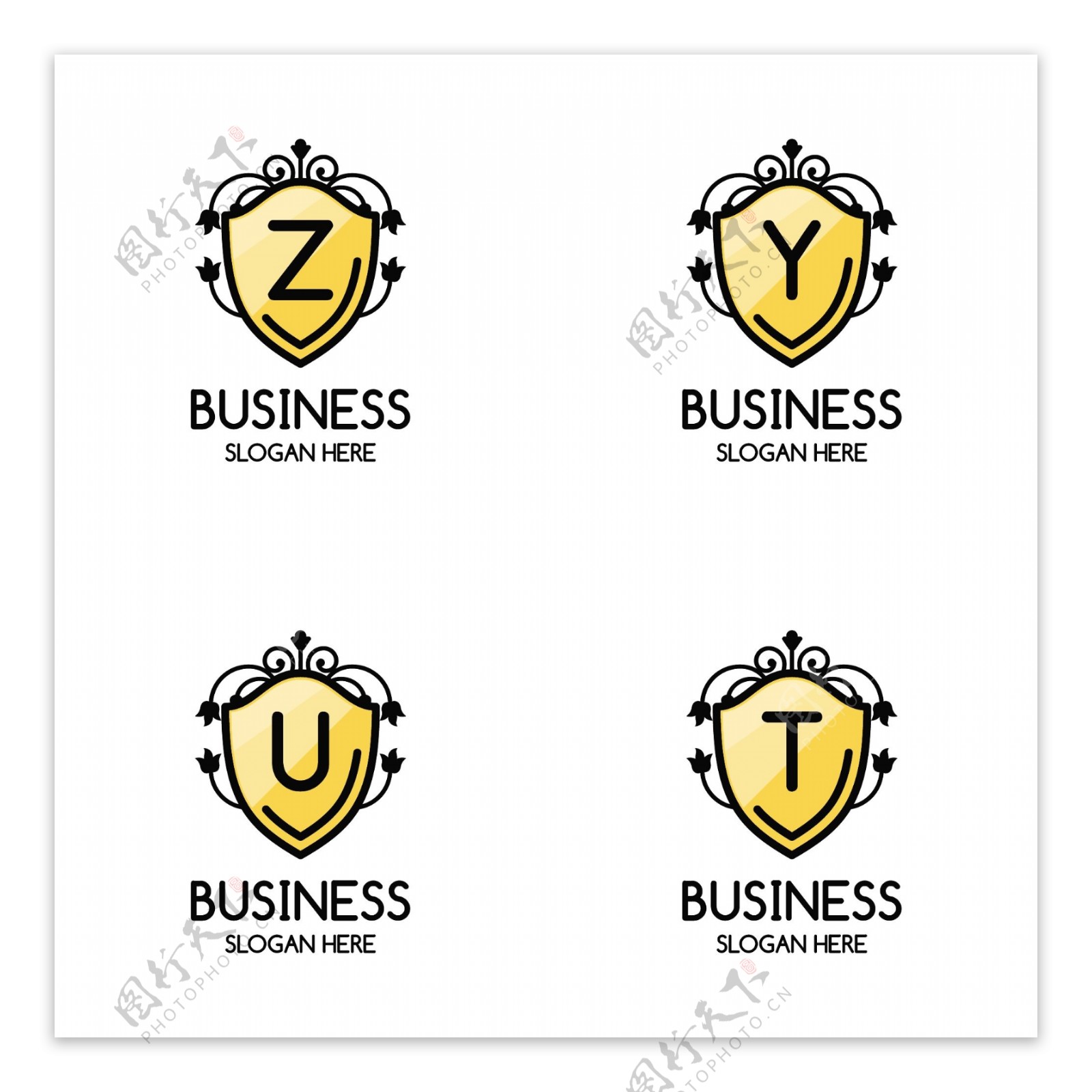 手绘黄色字母商业标志logo