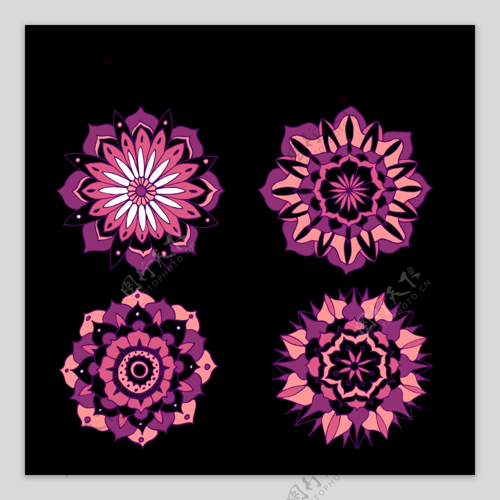紫色曼陀罗花纹免抠png透明图层素材