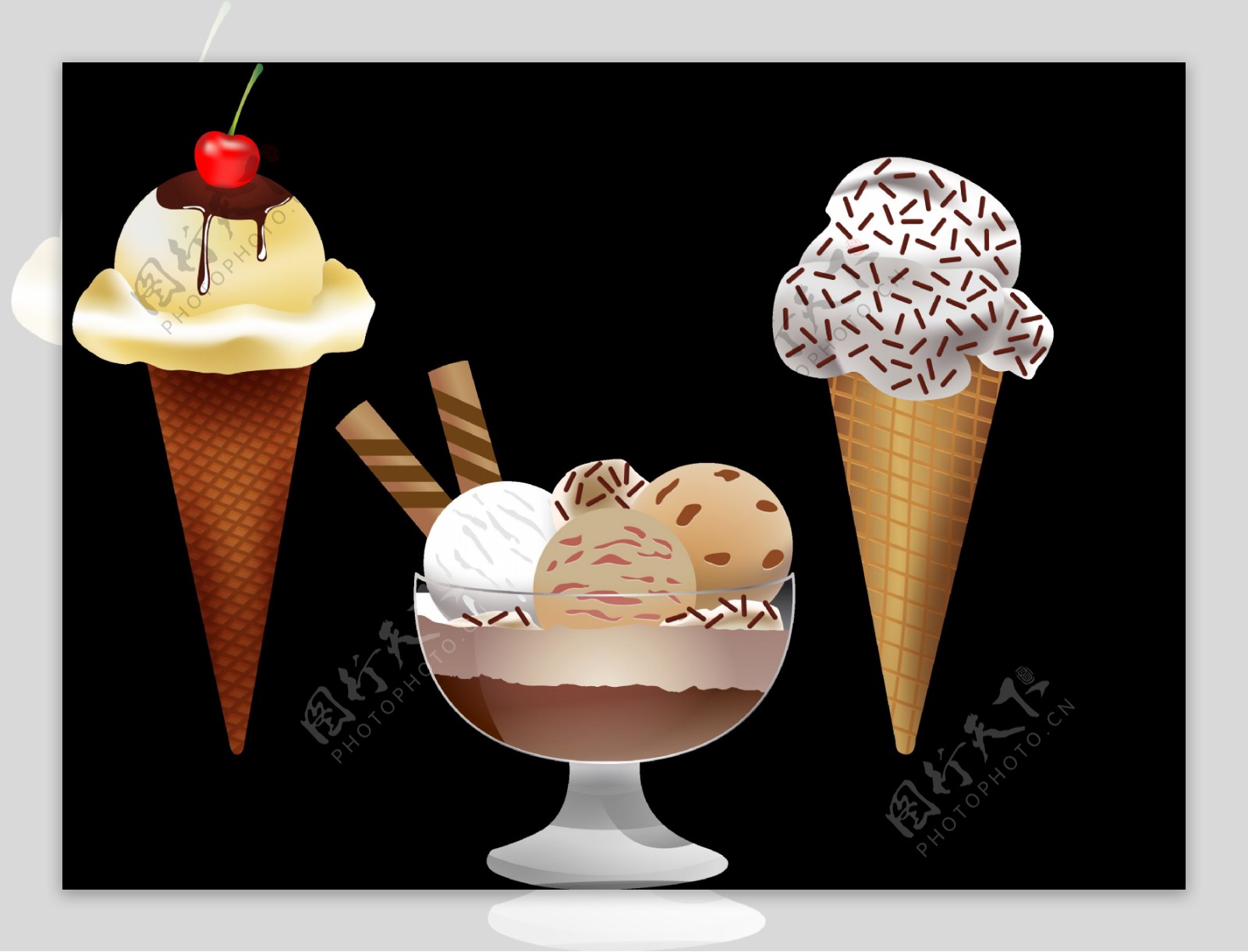 手绘圆筒冰淇淋免抠png透明图层素材