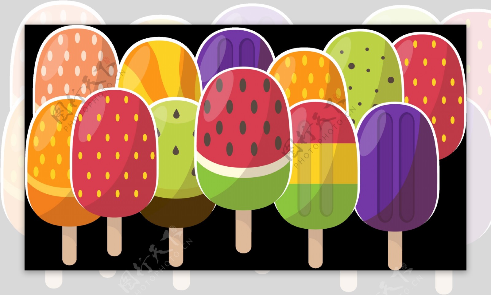 彩色雪糕冰淇淋免抠png透明图层素材