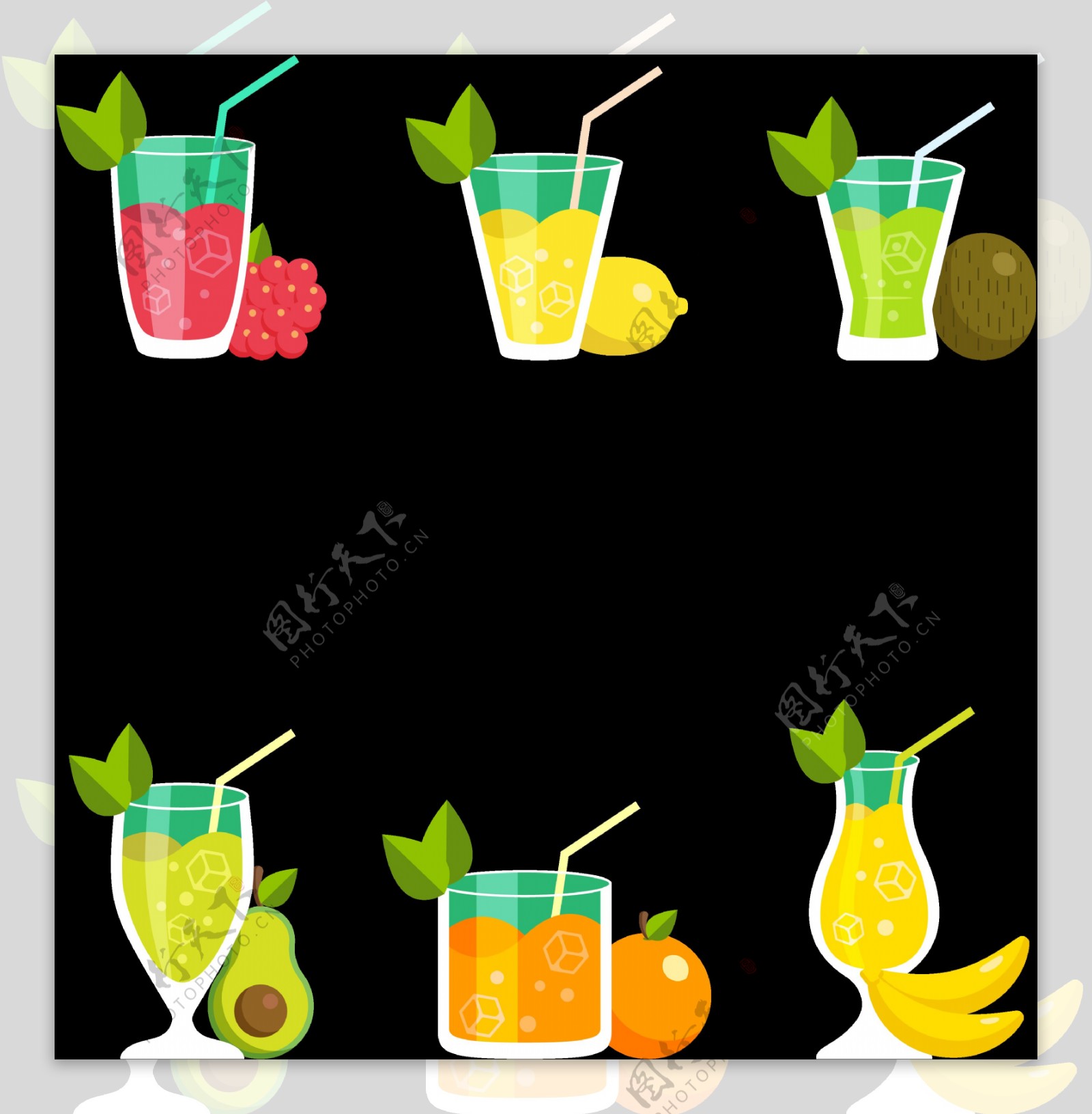 漂亮果汁插画图标免抠png透明图层素材