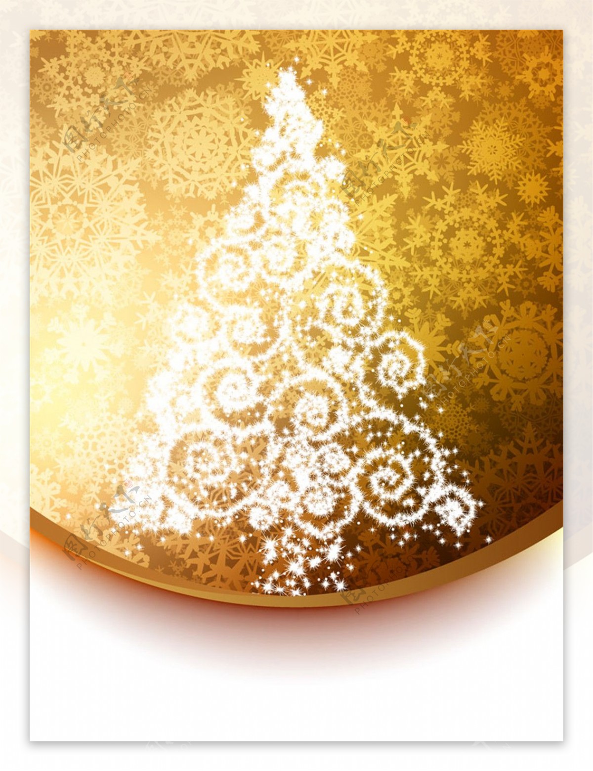 金色花纹圣诞树图片