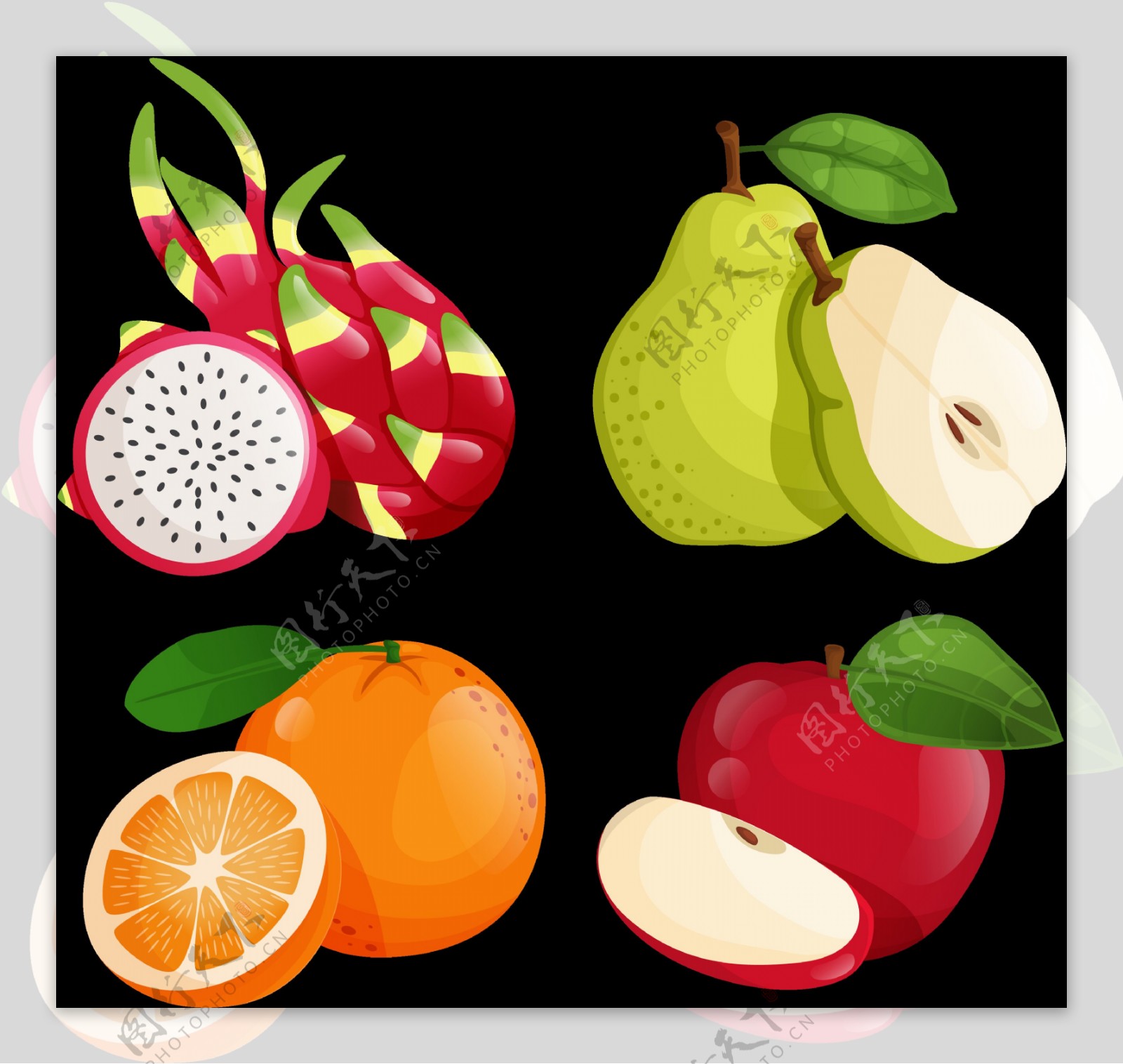 漂亮水果插画图标免抠png透明图层素材
