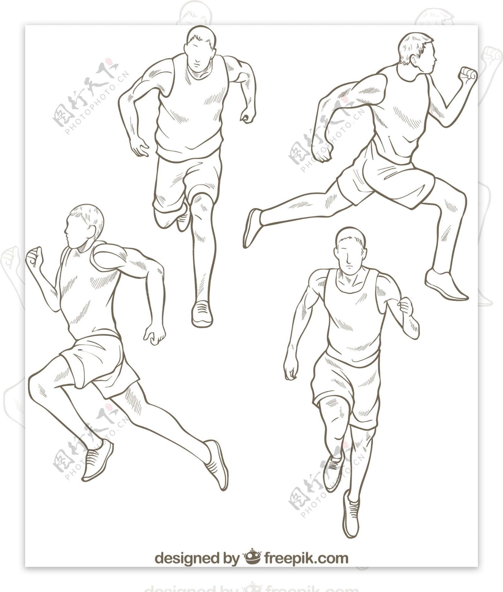 手绘跑步的人运动图形