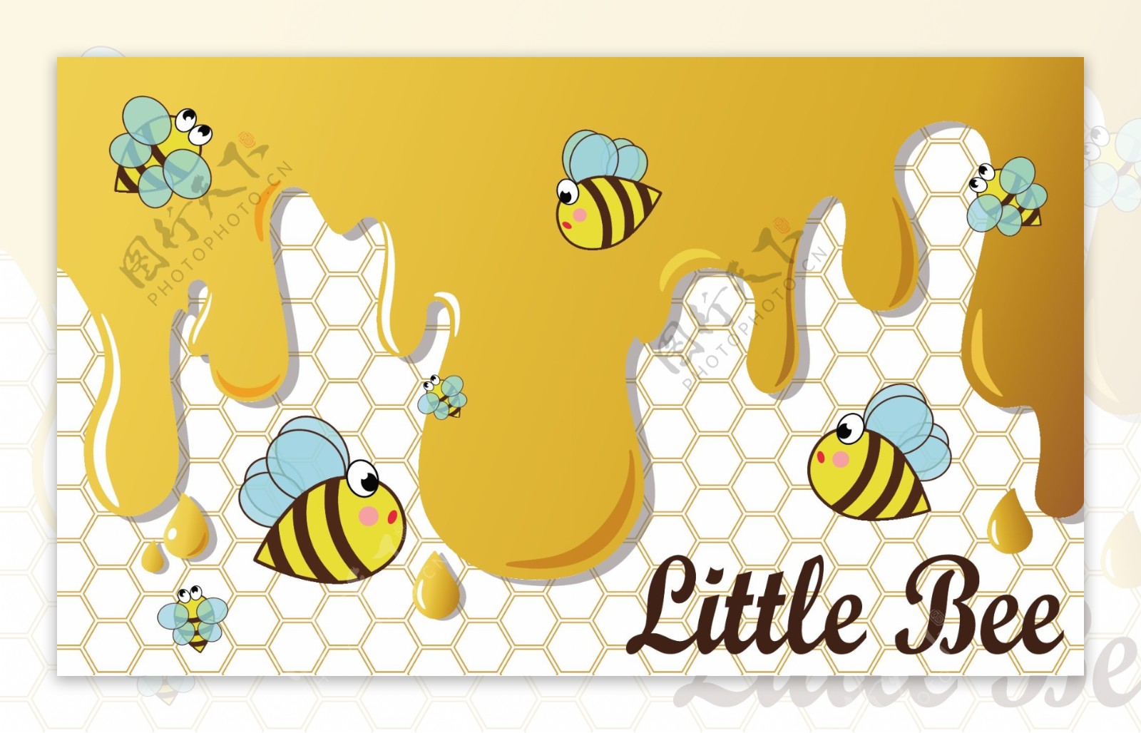 卡通小蜜蜂和蜂蜜