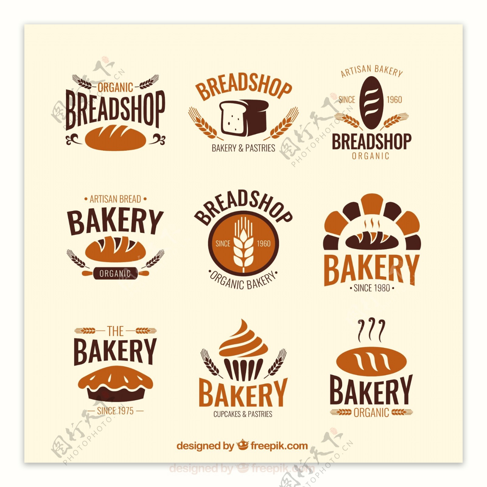 面包店标签矢量素材图片