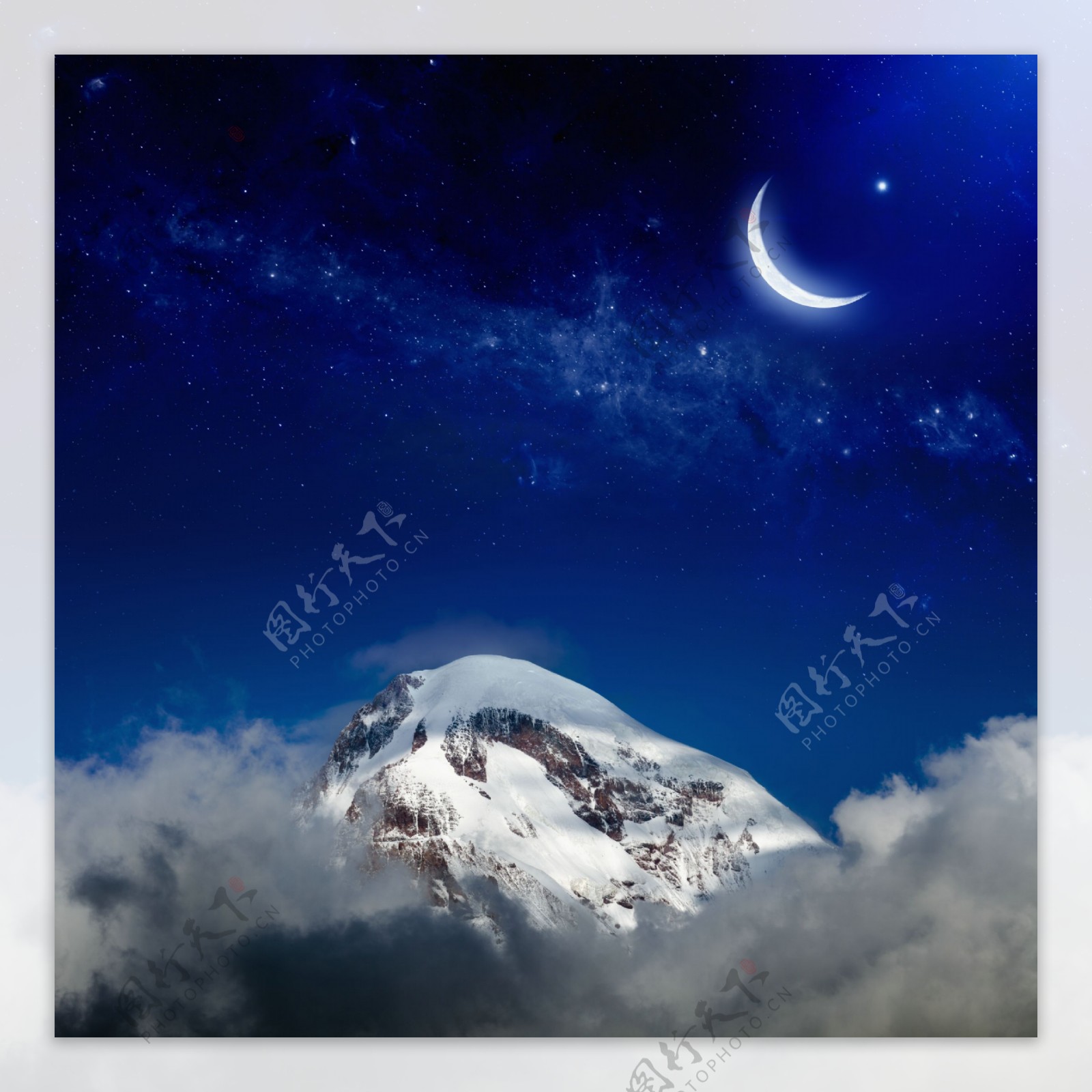 雪山与夜空景色图片