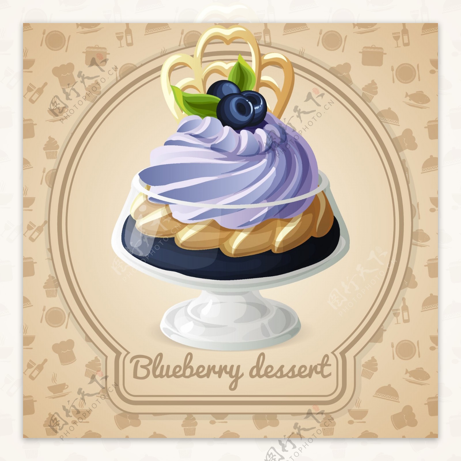 矢量蓝莓甜点