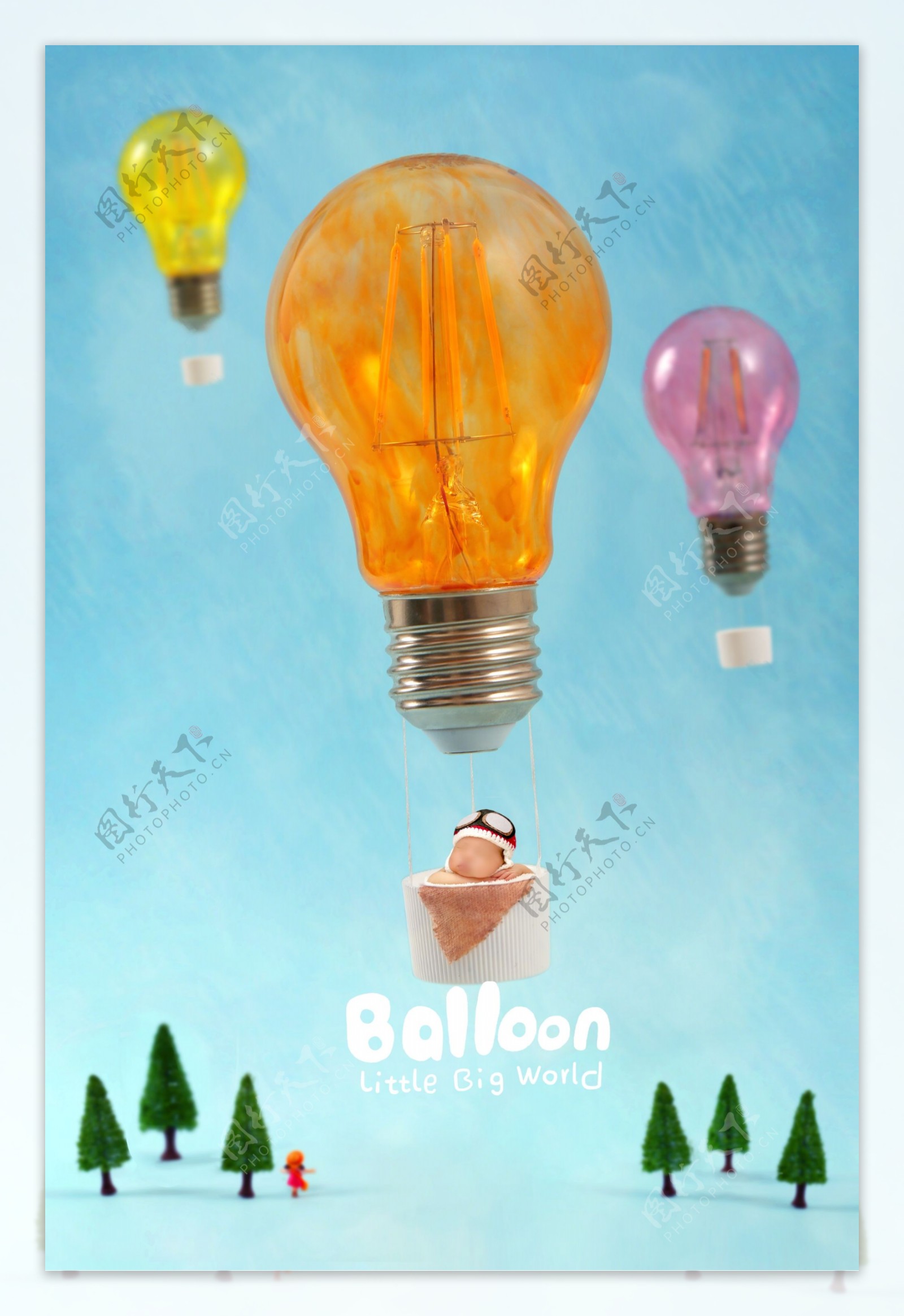 热气球梦幻空间婴儿主题海报