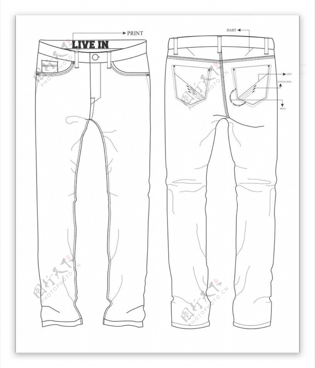 长裤设计图