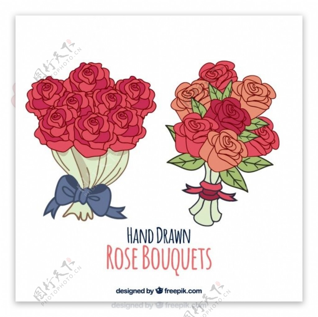 手工绘制的玫瑰花束