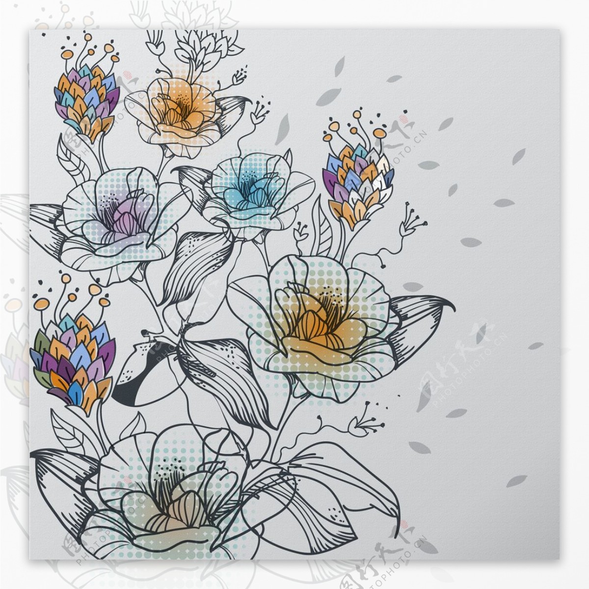 花朵背景彩色手绘图片