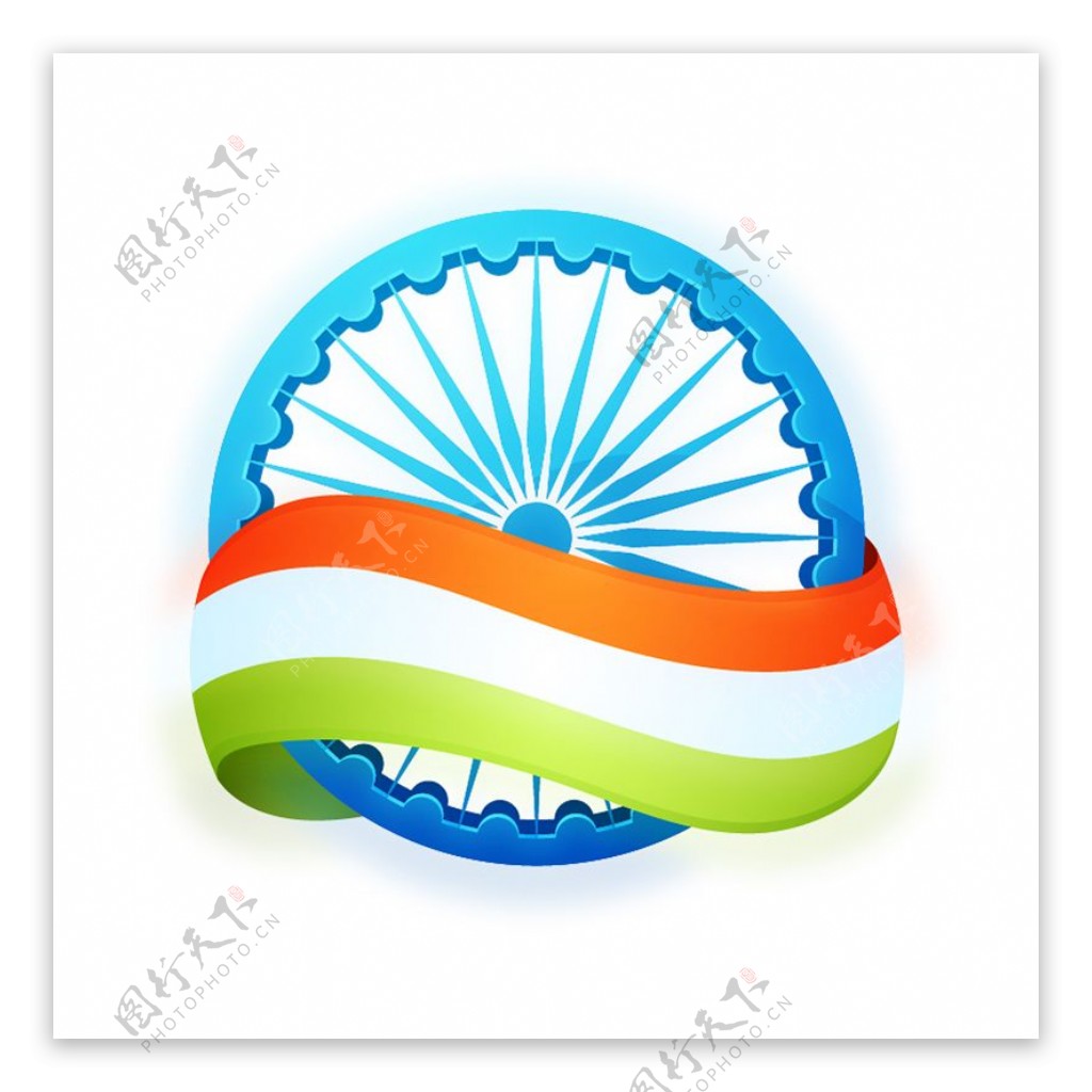 简约的背景与波浪旗印度共和国日