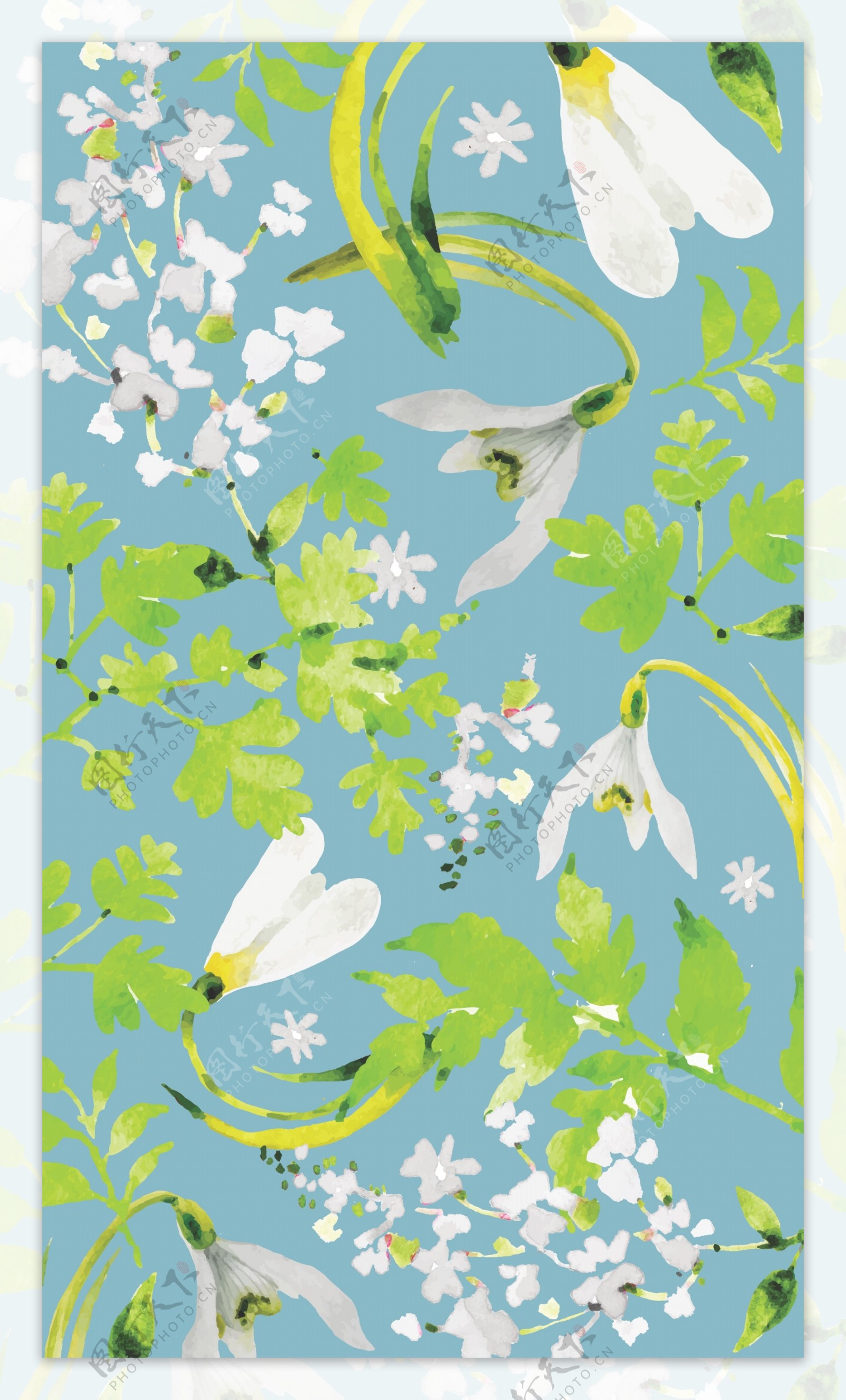 水彩绘春季水仙花卡片矢量图