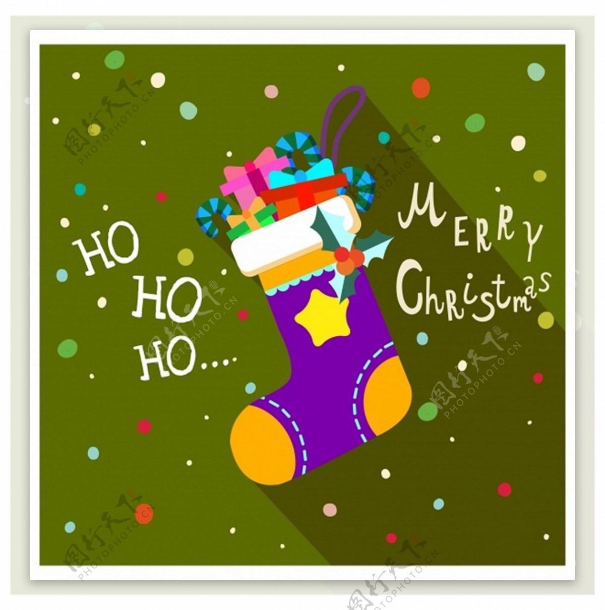 圣诞贺卡封面和袜子礼物免费矢量插图