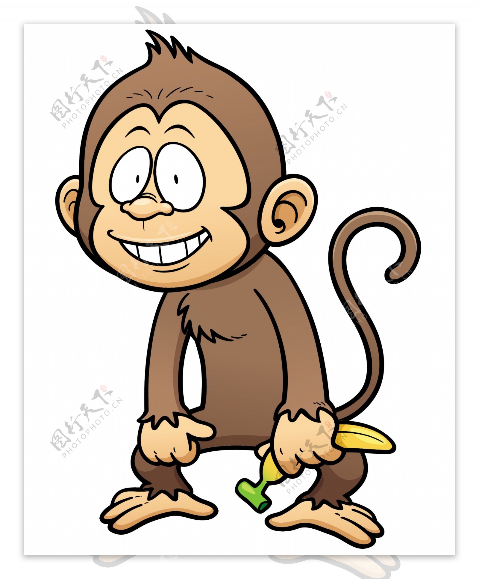 拿着香蕉的卡通猴子