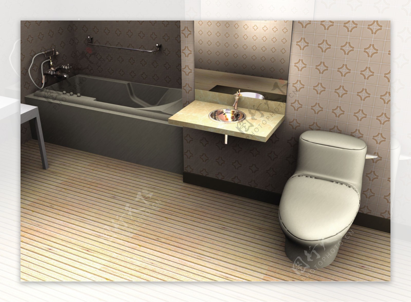 卫生间3D效果图设计图片