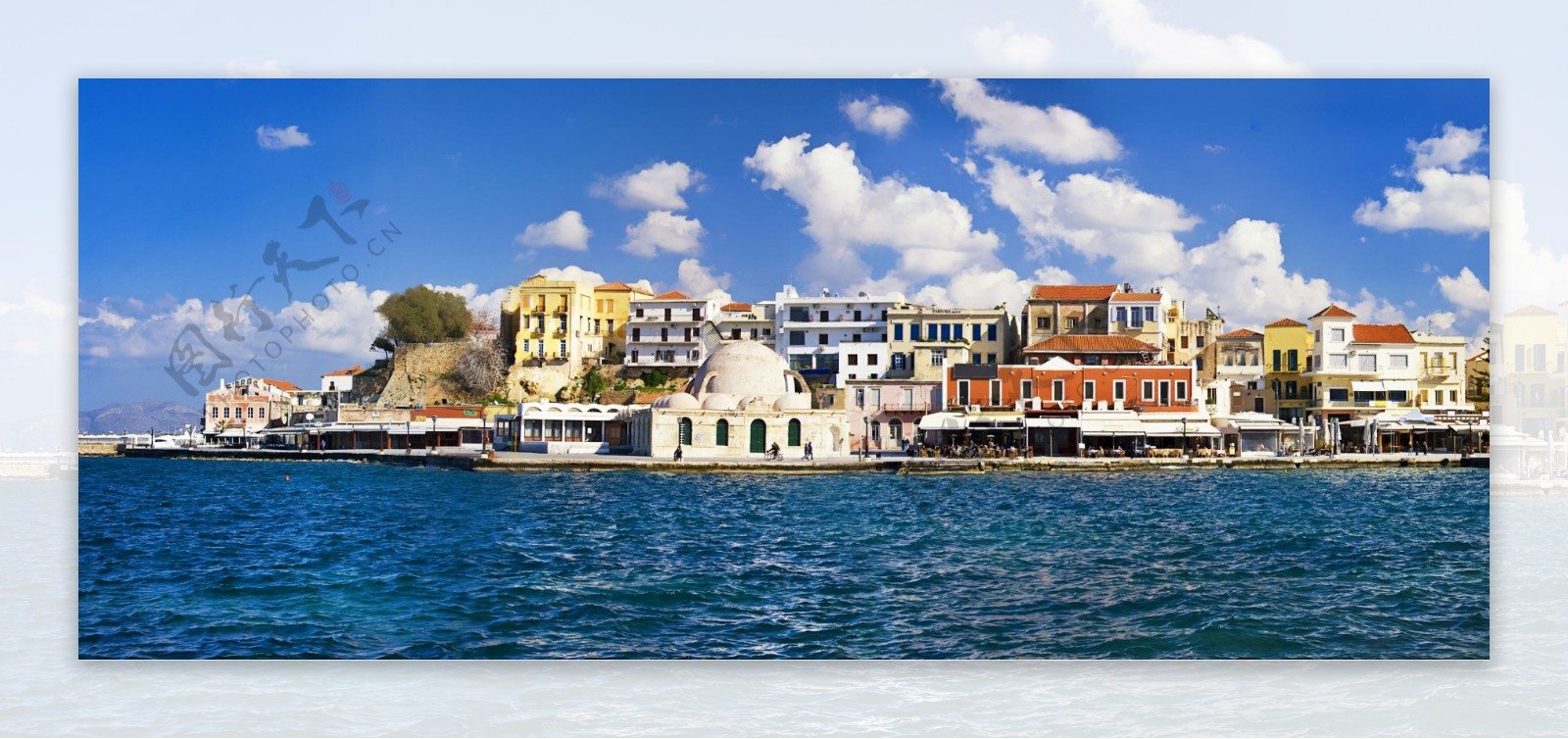 美丽希腊海岸城市风景图片