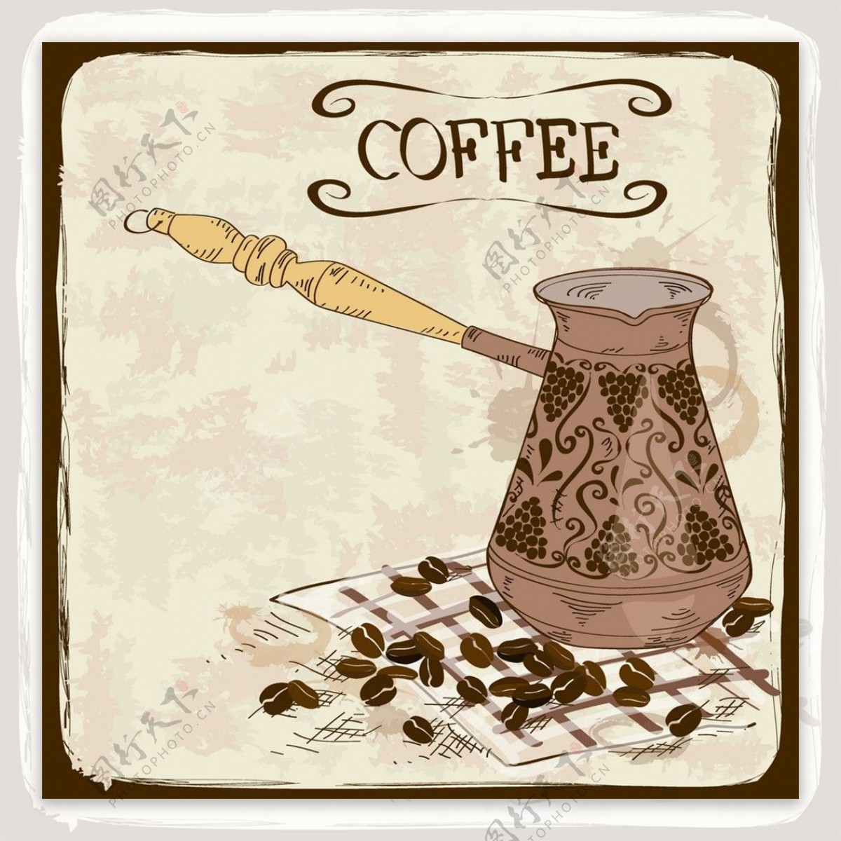 咖啡具和咖啡豆图片